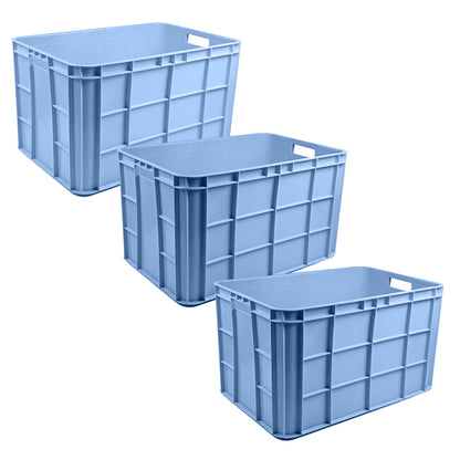 Fish Crate Storage Crate Storage Box Organizer Bin Stackable Basket Heavy Duty Reinforced Walls Anti-Slip Grid Base UV Stabilized Fade-Resistant Easy Handling for Seafood Food Storage Transport – 600 x 400 x 350 mm 72 L