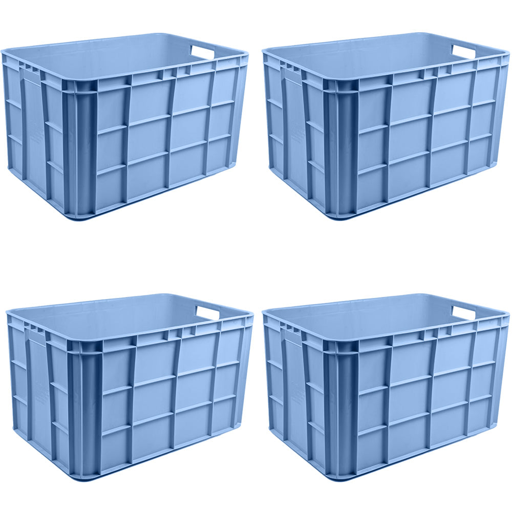 Fish Crate Storage Crate Storage Box Organizer Bin Stackable Basket Heavy Duty Reinforced Walls Anti-Slip Grid Base UV Stabilized Fade-Resistant Easy Handling for Seafood Food Storage Transport – 600 x 400 x 350 mm 72 L
