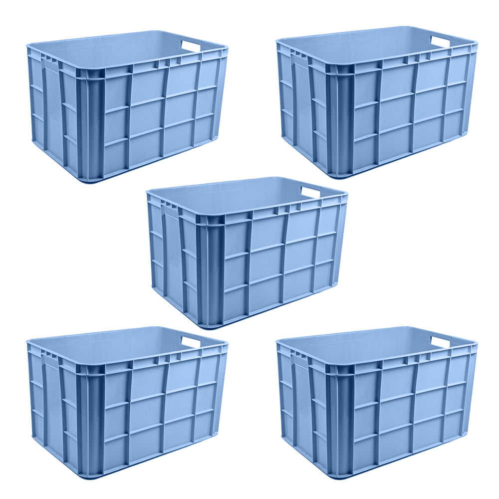 Fish Crate Storage Crate Storage Box Organizer Bin Stackable Basket Heavy Duty Reinforced Walls Anti-Slip Grid Base UV Stabilized Fade-Resistant Easy Handling for Seafood Food Storage Transport – 600 x 400 x 350 mm 72 L
