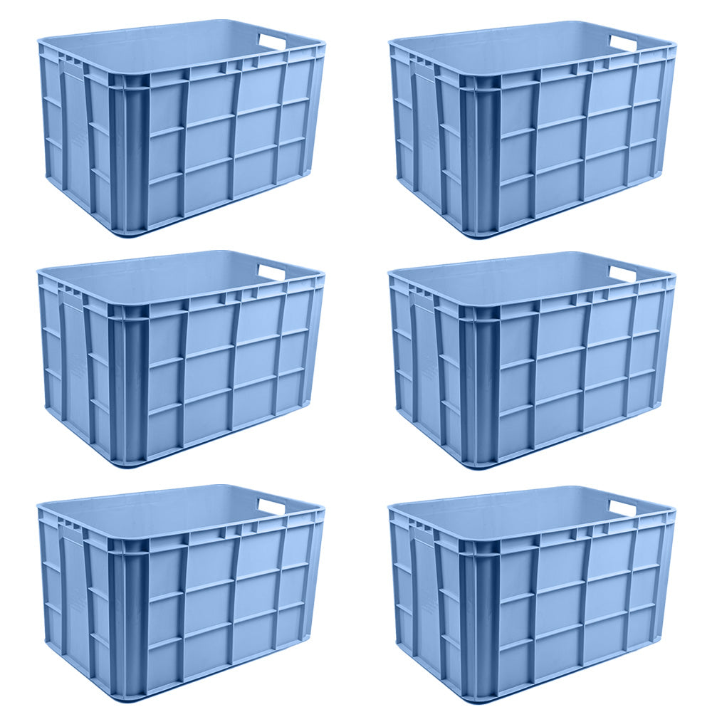 Fish Crate Storage Crate Storage Box Organizer Bin Stackable Basket Heavy Duty Reinforced Walls Anti-Slip Grid Base UV Stabilized Fade-Resistant Easy Handling for Seafood Food Storage Transport – 600 x 400 x 350 mm 72 L