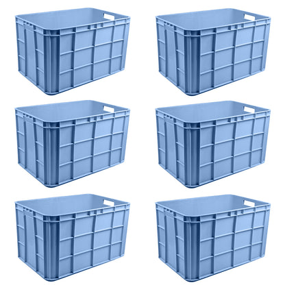 Fish Crate Storage Crate Storage Box Organizer Bin Stackable Basket Heavy Duty Reinforced Walls Anti-Slip Grid Base UV Stabilized Fade-Resistant Easy Handling for Seafood Food Storage Transport – 600 x 400 x 350 mm 72 L