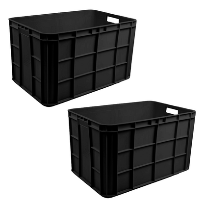 Fish Crate Storage Crate Storage Box Organizer Bin Stackable Basket Heavy Duty Reinforced Walls Anti-Slip Grid Base UV Stabilized Fade-Resistant Easy Handling for Seafood Food Storage Transport – 600 x 400 x 350 mm 72 L