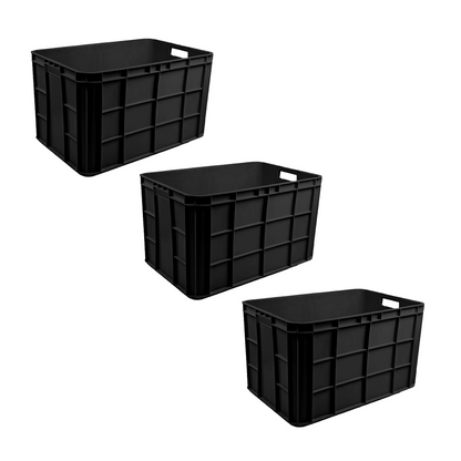 Fish Crate Storage Crate Storage Box Organizer Bin Stackable Basket Heavy Duty Reinforced Walls Anti-Slip Grid Base UV Stabilized Fade-Resistant Easy Handling for Seafood Food Storage Transport – 600 x 400 x 350 mm 72 L