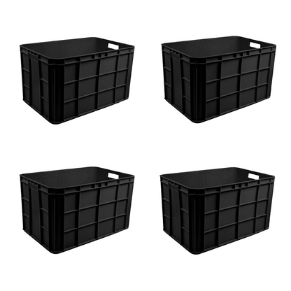Fish Crate Storage Crate Storage Box Organizer Bin Stackable Basket Heavy Duty Reinforced Walls Anti-Slip Grid Base UV Stabilized Fade-Resistant Easy Handling for Seafood Food Storage Transport – 600 x 400 x 350 mm 72 L