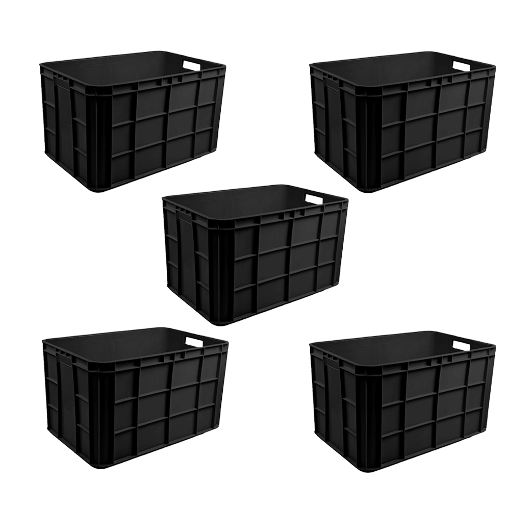 Fish Crate Storage Crate Storage Box Organizer Bin Stackable Basket Heavy Duty Reinforced Walls Anti-Slip Grid Base UV Stabilized Fade-Resistant Easy Handling for Seafood Food Storage Transport – 600 x 400 x 350 mm 72 L