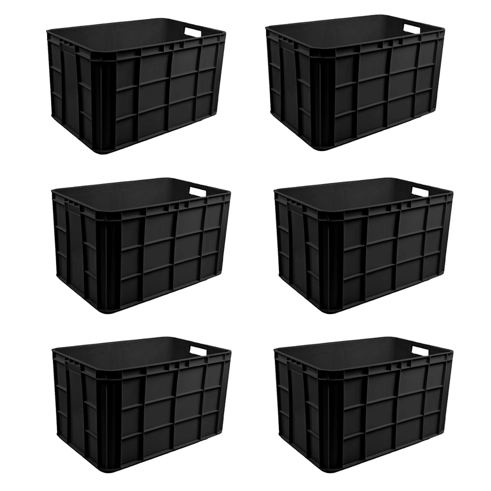 Fish Crate Storage Crate Storage Box Organizer Bin Stackable Basket Heavy Duty Reinforced Walls Anti-Slip Grid Base UV Stabilized Fade-Resistant Easy Handling for Seafood Food Storage Transport – 600 x 400 x 350 mm 72 L