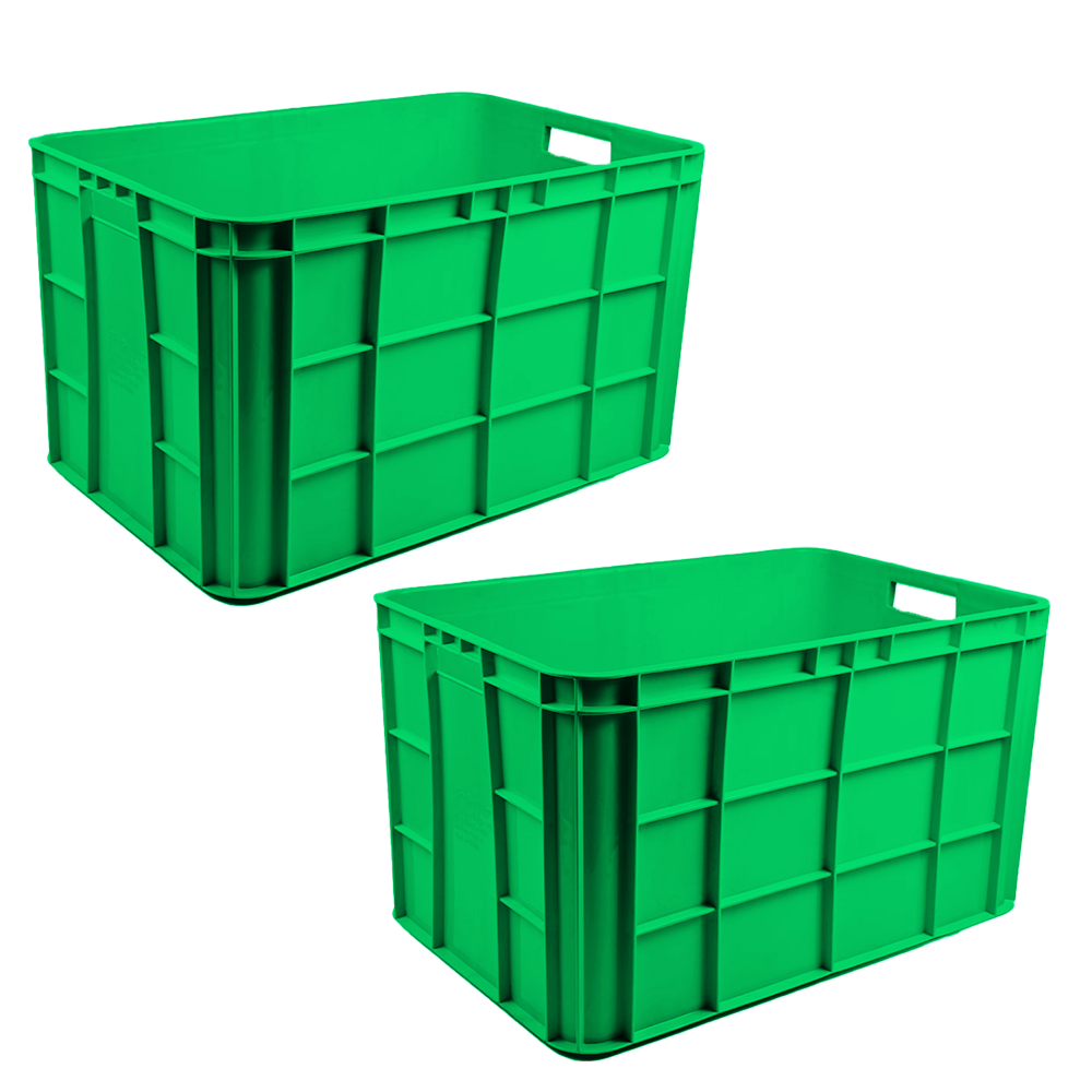 Fish Crate Storage Crate Storage Box Organizer Bin Stackable Basket Heavy Duty Reinforced Walls Anti-Slip Grid Base UV Stabilized Fade-Resistant Easy Handling for Seafood Food Storage Transport – 600 x 400 x 350 mm 72 L