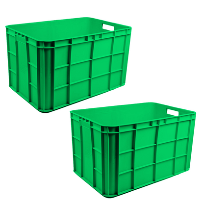 Fish Crate Storage Crate Storage Box Organizer Bin Stackable Basket Heavy Duty Reinforced Walls Anti-Slip Grid Base UV Stabilized Fade-Resistant Easy Handling for Seafood Food Storage Transport – 600 x 400 x 350 mm 72 L