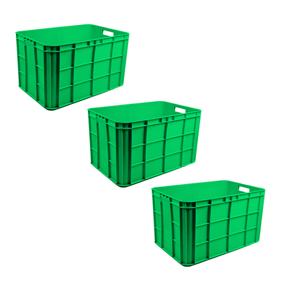 Fish Crate Storage Crate Storage Box Organizer Bin Stackable Basket Heavy Duty Reinforced Walls Anti-Slip Grid Base UV Stabilized Fade-Resistant Easy Handling for Seafood Food Storage Transport – 600 x 400 x 350 mm 72 L