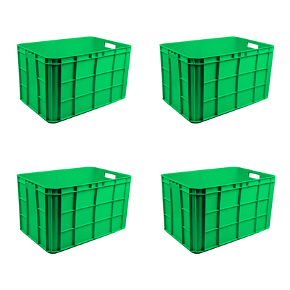Fish Crate Storage Crate Storage Box Organizer Bin Stackable Basket Heavy Duty Reinforced Walls Anti-Slip Grid Base UV Stabilized Fade-Resistant Easy Handling for Seafood Food Storage Transport – 600 x 400 x 350 mm 72 L