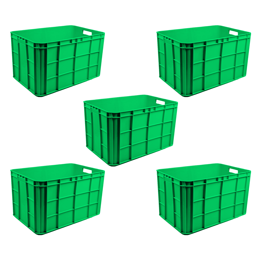 Fish Crate Storage Crate Storage Box Organizer Bin Stackable Basket Heavy Duty Reinforced Walls Anti-Slip Grid Base UV Stabilized Fade-Resistant Easy Handling for Seafood Food Storage Transport – 600 x 400 x 350 mm 72 L