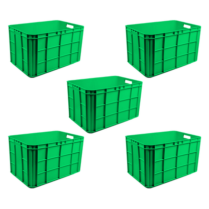 Fish Crate Storage Crate Storage Box Organizer Bin Stackable Basket Heavy Duty Reinforced Walls Anti-Slip Grid Base UV Stabilized Fade-Resistant Easy Handling for Seafood Food Storage Transport – 600 x 400 x 350 mm 72 L