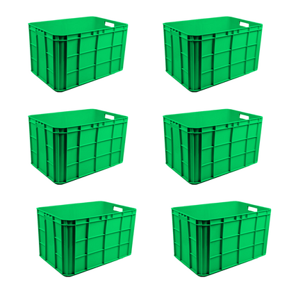 Fish Crate Storage Crate Storage Box Organizer Bin Stackable Basket Heavy Duty Reinforced Walls Anti-Slip Grid Base UV Stabilized Fade-Resistant Easy Handling for Seafood Food Storage Transport – 600 x 400 x 350 mm 72 L