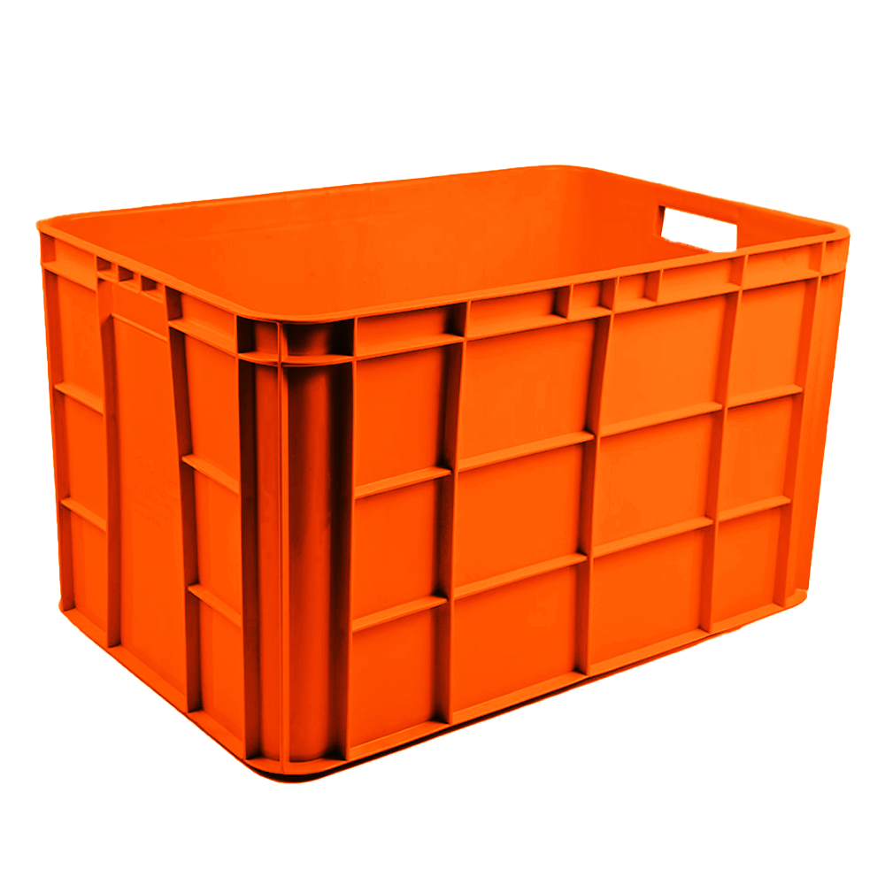 Fish Crate Storage Crate Storage Box Organizer Bin Stackable Basket Heavy Duty Reinforced Walls Anti-Slip Grid Base UV Stabilized Fade-Resistant Easy Handling for Seafood Food Storage Transport – 600 x 400 x 350 mm 72 L