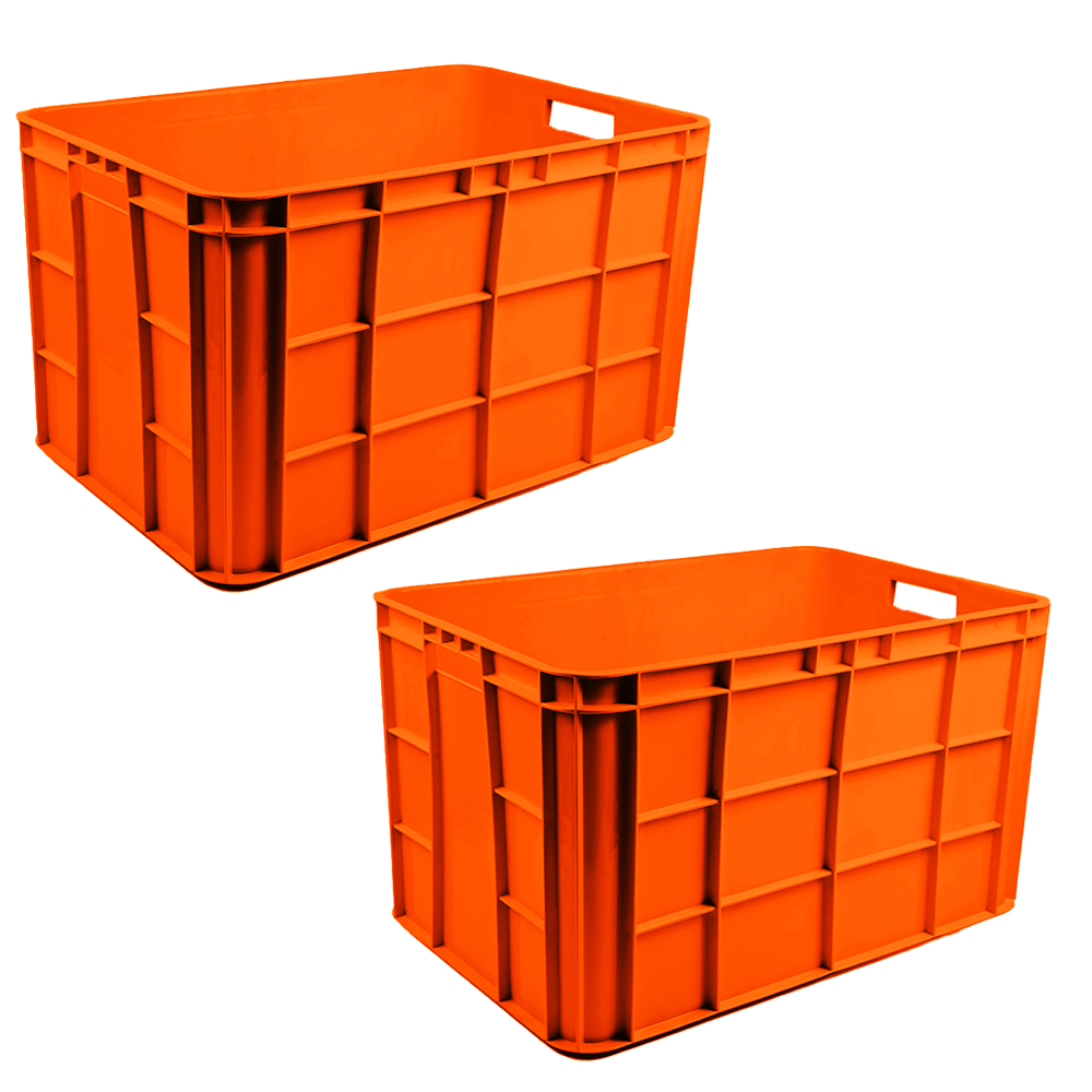 Fish Crate Storage Crate Storage Box Organizer Bin Stackable Basket Heavy Duty Reinforced Walls Anti-Slip Grid Base UV Stabilized Fade-Resistant Easy Handling for Seafood Food Storage Transport – 600 x 400 x 350 mm 72 L