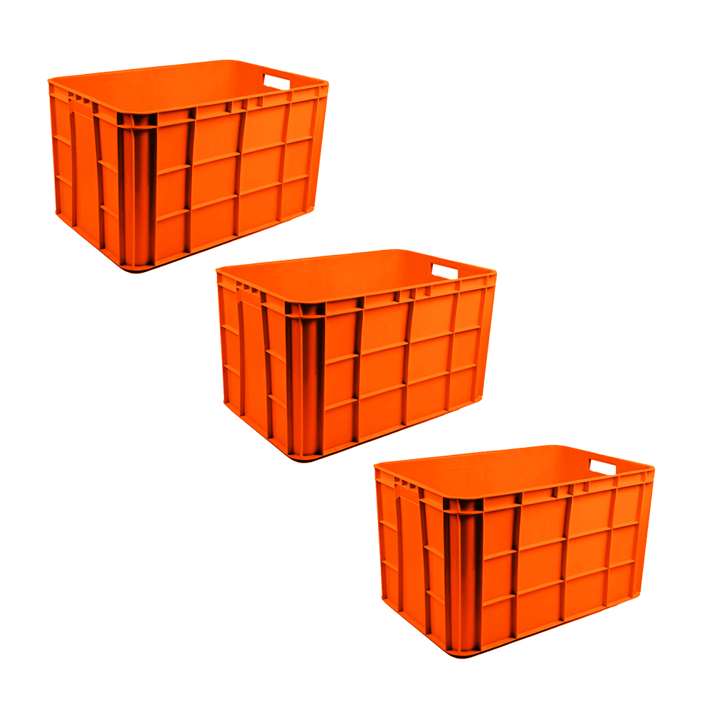 Fish Crate Storage Crate Storage Box Organizer Bin Stackable Basket Heavy Duty Reinforced Walls Anti-Slip Grid Base UV Stabilized Fade-Resistant Easy Handling for Seafood Food Storage Transport – 600 x 400 x 350 mm 72 L