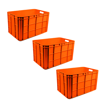 Fish Crate Storage Crate Storage Box Organizer Bin Stackable Basket Heavy Duty Reinforced Walls Anti-Slip Grid Base UV Stabilized Fade-Resistant Easy Handling for Seafood Food Storage Transport – 600 x 400 x 350 mm 72 L