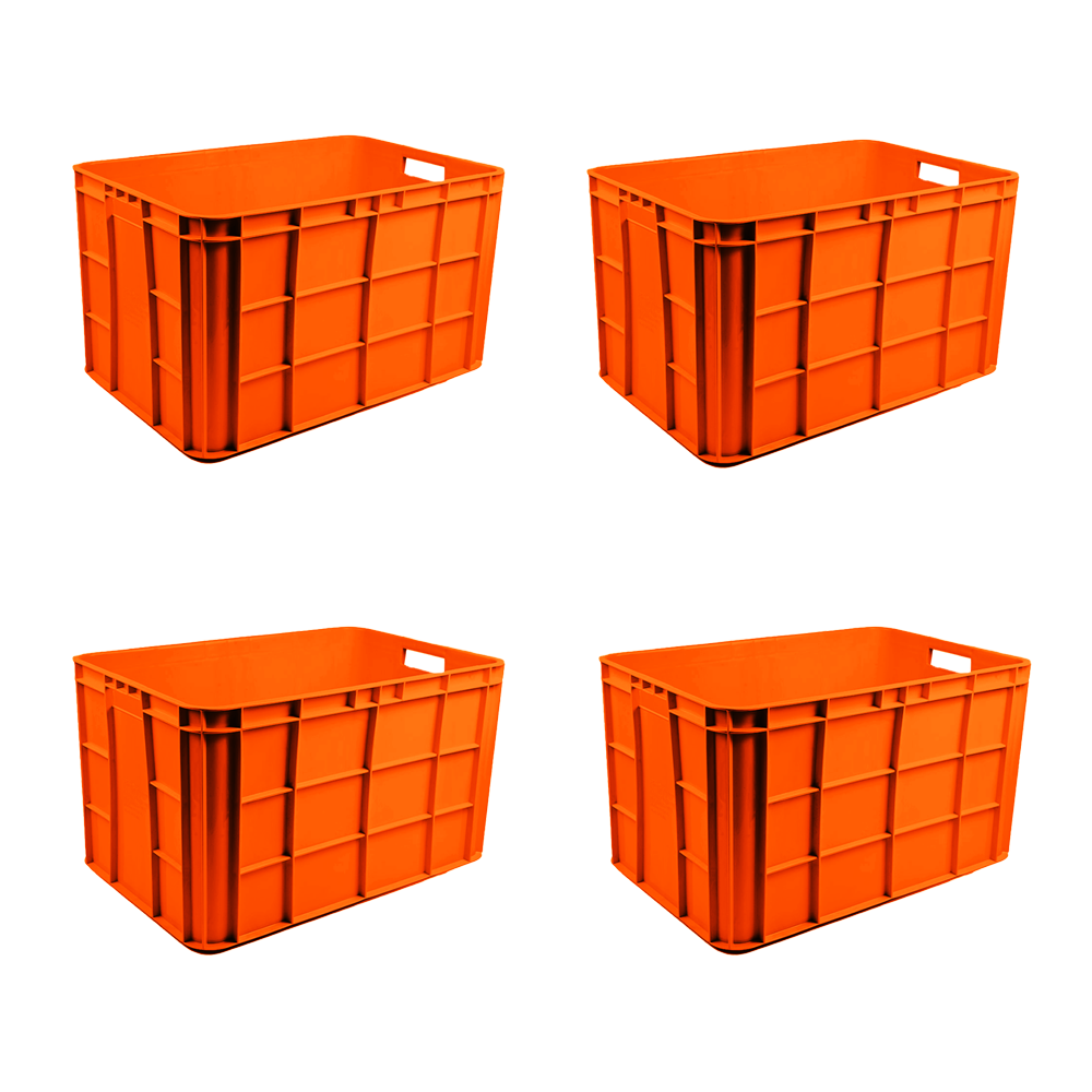 Fish Crate Storage Crate Storage Box Organizer Bin Stackable Basket Heavy Duty Reinforced Walls Anti-Slip Grid Base UV Stabilized Fade-Resistant Easy Handling for Seafood Food Storage Transport – 600 x 400 x 350 mm 72 L