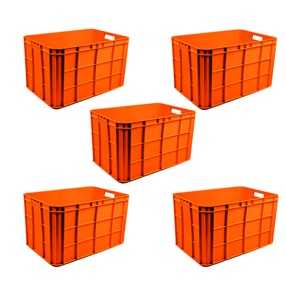 Fish Crate Storage Crate Storage Box Organizer Bin Stackable Basket Heavy Duty Reinforced Walls Anti-Slip Grid Base UV Stabilized Fade-Resistant Easy Handling for Seafood Food Storage Transport – 600 x 400 x 350 mm 72 L