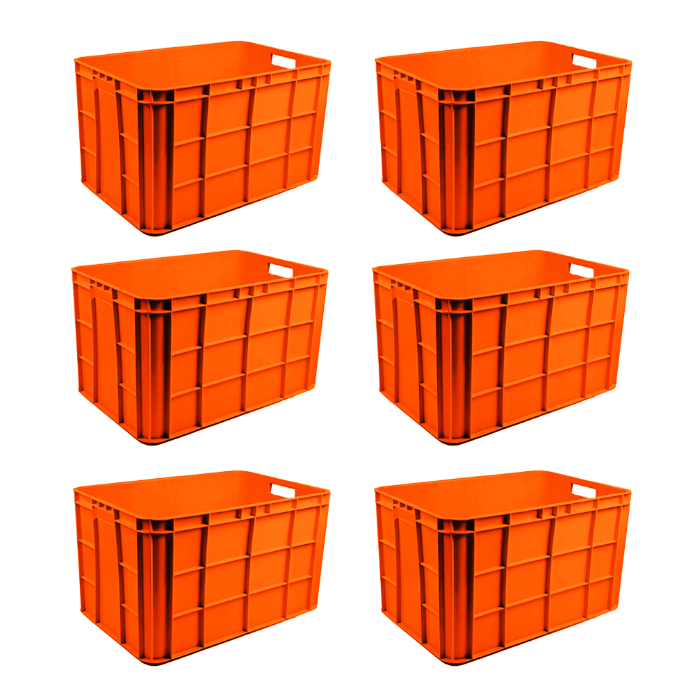 Fish Crate Storage Crate Storage Box Organizer Bin Stackable Basket Heavy Duty Reinforced Walls Anti-Slip Grid Base UV Stabilized Fade-Resistant Easy Handling for Seafood Food Storage Transport – 600 x 400 x 350 mm 72 L