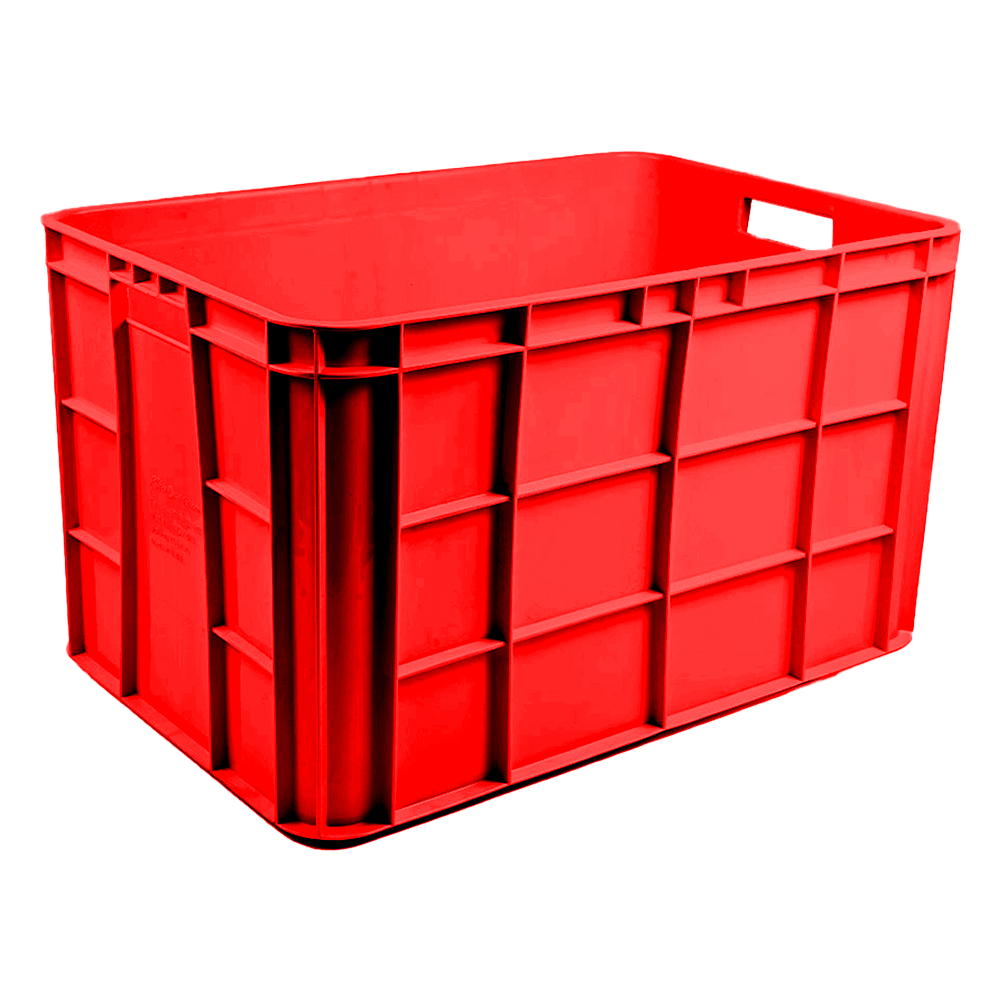Fish Crate Storage Crate Storage Box Organizer Bin Stackable Basket Heavy Duty Reinforced Walls Anti-Slip Grid Base UV Stabilized Fade-Resistant Easy Handling for Seafood Food Storage Transport – 600 x 400 x 350 mm 72 L