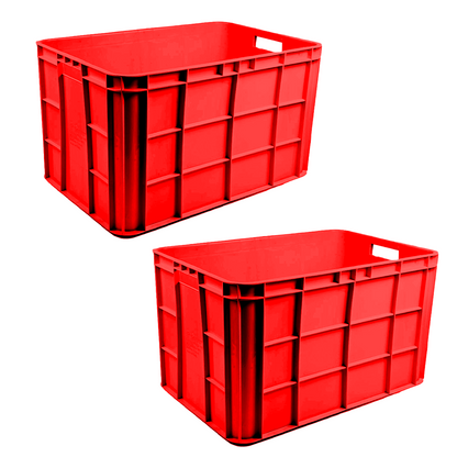 Fish Crate Storage Crate Storage Box Organizer Bin Stackable Basket Heavy Duty Reinforced Walls Anti-Slip Grid Base UV Stabilized Fade-Resistant Easy Handling for Seafood Food Storage Transport – 600 x 400 x 350 mm 72 L
