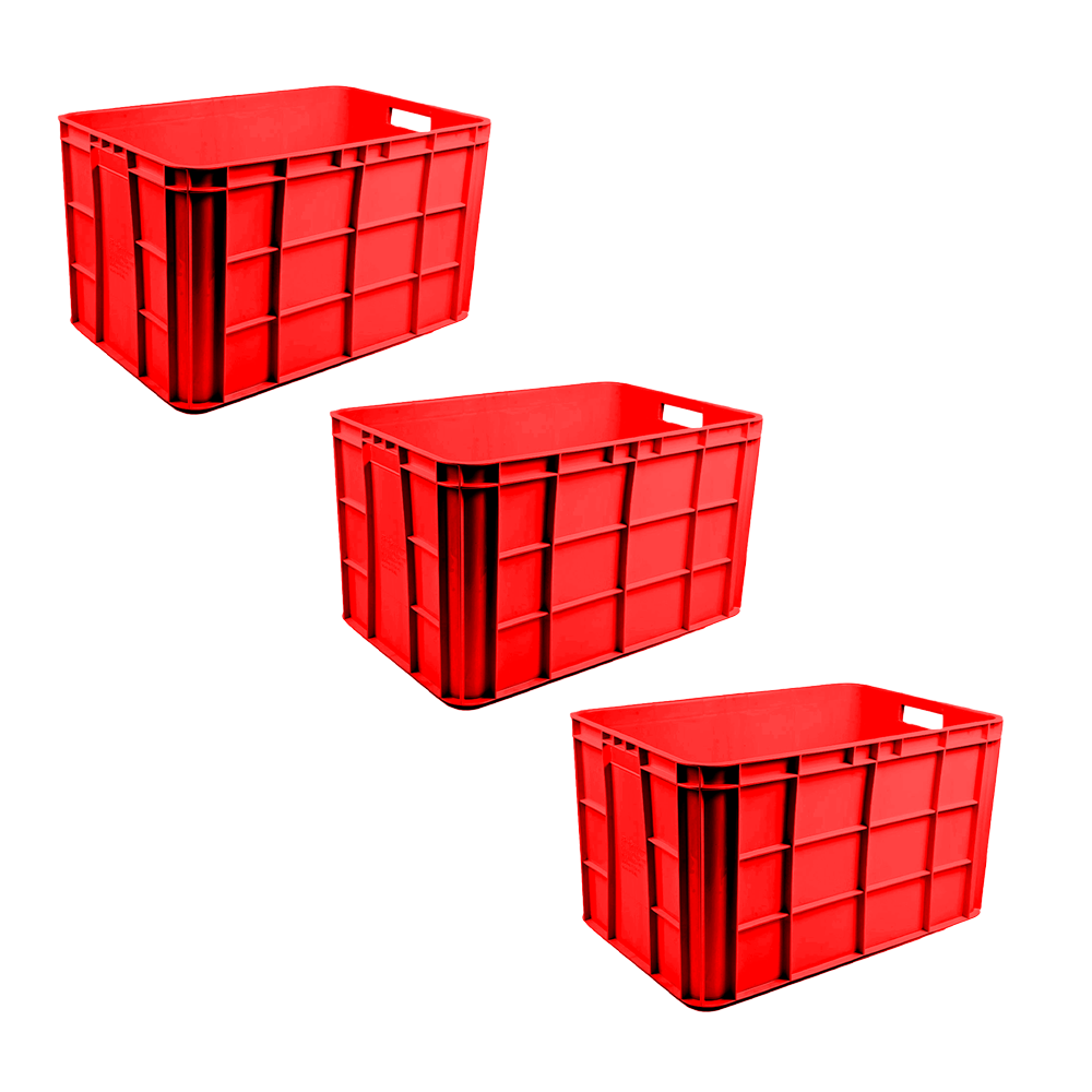 Fish Crate Storage Crate Storage Box Organizer Bin Stackable Basket Heavy Duty Reinforced Walls Anti-Slip Grid Base UV Stabilized Fade-Resistant Easy Handling for Seafood Food Storage Transport – 600 x 400 x 350 mm 72 L
