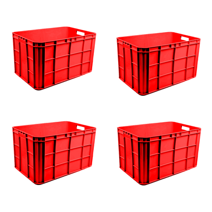 Fish Crate Storage Crate Storage Box Organizer Bin Stackable Basket Heavy Duty Reinforced Walls Anti-Slip Grid Base UV Stabilized Fade-Resistant Easy Handling for Seafood Food Storage Transport – 600 x 400 x 350 mm 72 L