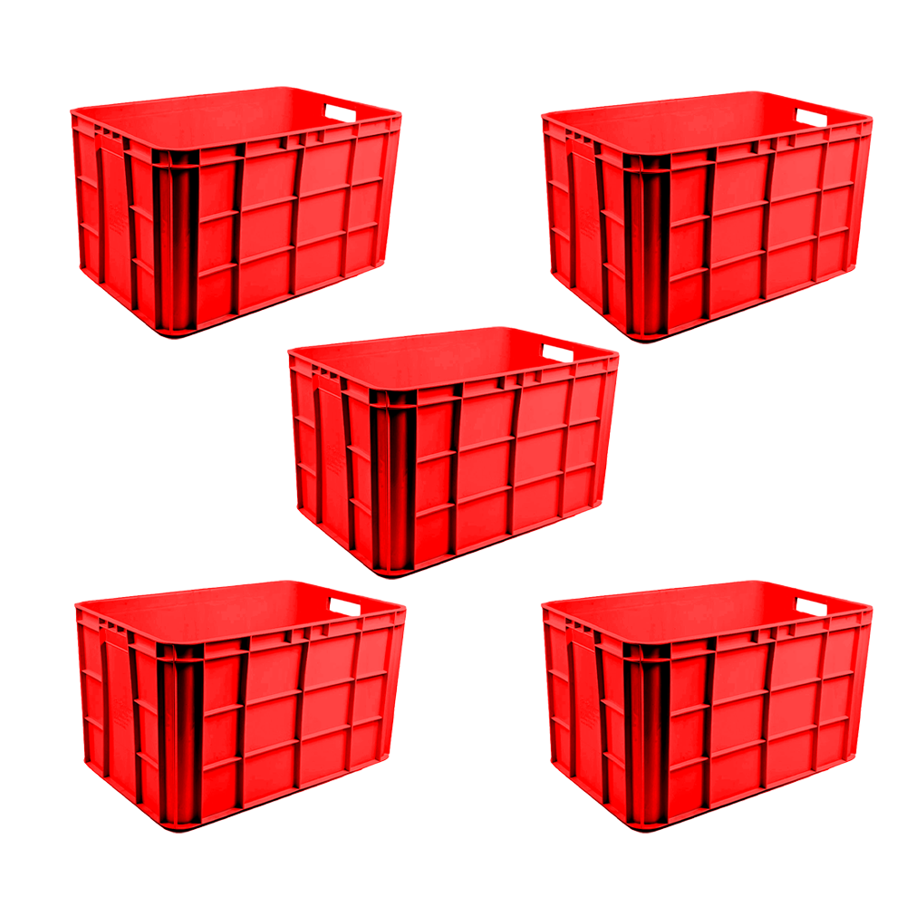 Fish Crate Storage Crate Storage Box Organizer Bin Stackable Basket Heavy Duty Reinforced Walls Anti-Slip Grid Base UV Stabilized Fade-Resistant Easy Handling for Seafood Food Storage Transport – 600 x 400 x 350 mm 72 L