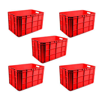 Fish Crate Storage Crate Storage Box Organizer Bin Stackable Basket Heavy Duty Reinforced Walls Anti-Slip Grid Base UV Stabilized Fade-Resistant Easy Handling for Seafood Food Storage Transport – 600 x 400 x 350 mm 72 L