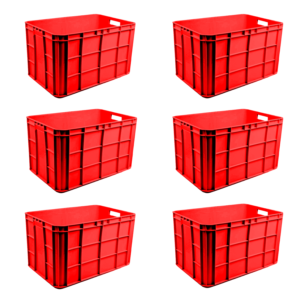 Fish Crate Storage Crate Storage Box Organizer Bin Stackable Basket Heavy Duty Reinforced Walls Anti-Slip Grid Base UV Stabilized Fade-Resistant Easy Handling for Seafood Food Storage Transport – 600 x 400 x 350 mm 72 L