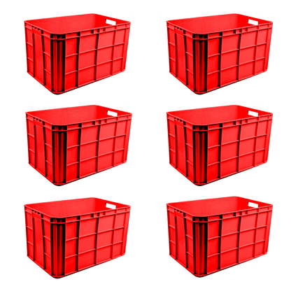 Fish Crate Storage Crate Storage Box Organizer Bin Stackable Basket Heavy Duty Reinforced Walls Anti-Slip Grid Base UV Stabilized Fade-Resistant Easy Handling for Seafood Food Storage Transport – 600 x 400 x 350 mm 72 L