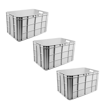 Fish Crate Storage Crate Storage Box Organizer Bin Stackable Basket Heavy Duty Reinforced Walls Anti-Slip Grid Base UV Stabilized Fade-Resistant Easy Handling for Seafood Food Storage Transport – 600 x 400 x 350 mm 72 L