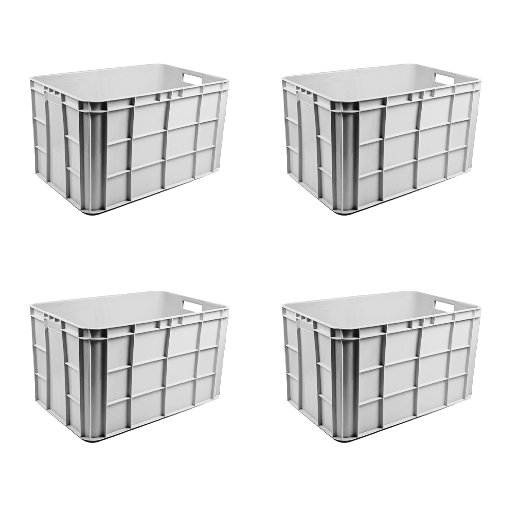 Fish Crate Storage Crate Storage Box Organizer Bin Stackable Basket Heavy Duty Reinforced Walls Anti-Slip Grid Base UV Stabilized Fade-Resistant Easy Handling for Seafood Food Storage Transport – 600 x 400 x 350 mm 72 L