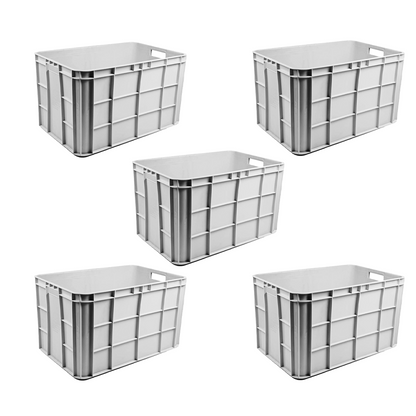 Fish Crate Storage Crate Storage Box Organizer Bin Stackable Basket Heavy Duty Reinforced Walls Anti-Slip Grid Base UV Stabilized Fade-Resistant Easy Handling for Seafood Food Storage Transport – 600 x 400 x 350 mm 72 L
