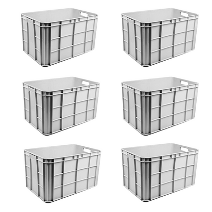 Fish Crate Storage Crate Storage Box Organizer Bin Stackable Basket Heavy Duty Reinforced Walls Anti-Slip Grid Base UV Stabilized Fade-Resistant Easy Handling for Seafood Food Storage Transport – 600 x 400 x 350 mm 72 L
