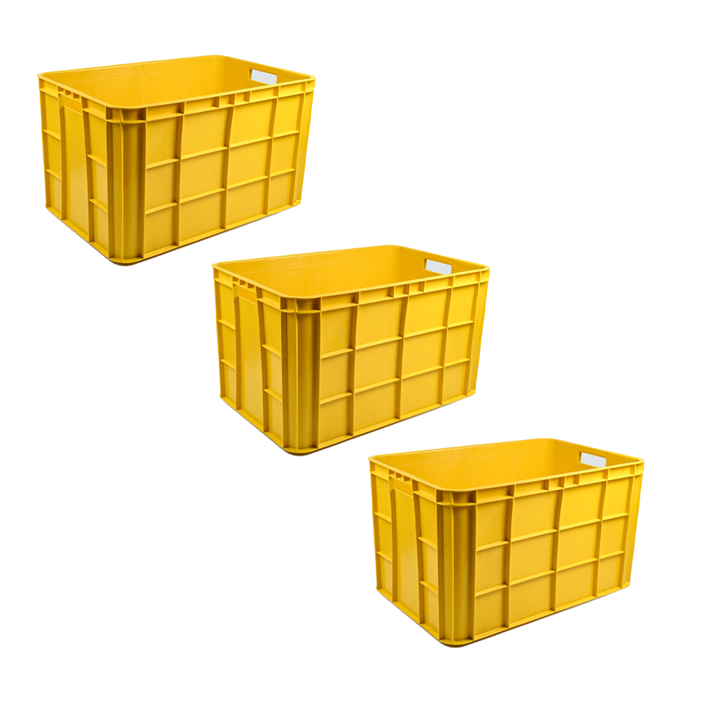 Fish Crate Storage Crate Storage Box Organizer Bin Stackable Basket Heavy Duty Reinforced Walls Anti-Slip Grid Base UV Stabilized Fade-Resistant Easy Handling for Seafood Food Storage Transport – 600 x 400 x 350 mm 72 L