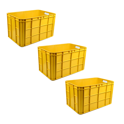 Fish Crate Storage Crate Storage Box Organizer Bin Stackable Basket Heavy Duty Reinforced Walls Anti-Slip Grid Base UV Stabilized Fade-Resistant Easy Handling for Seafood Food Storage Transport – 600 x 400 x 350 mm 72 L