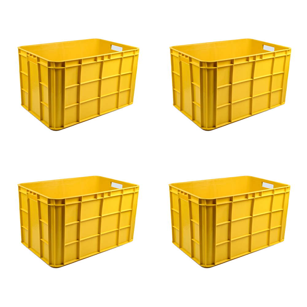 Fish Crate Storage Crate Storage Box Organizer Bin Stackable Basket Heavy Duty Reinforced Walls Anti-Slip Grid Base UV Stabilized Fade-Resistant Easy Handling for Seafood Food Storage Transport – 600 x 400 x 350 mm 72 L