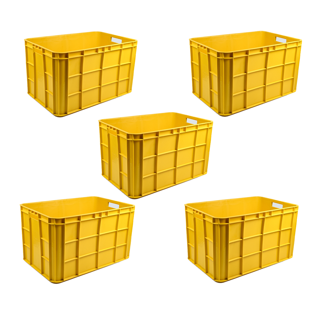 Fish Crate Storage Crate Storage Box Organizer Bin Stackable Basket Heavy Duty Reinforced Walls Anti-Slip Grid Base UV Stabilized Fade-Resistant Easy Handling for Seafood Food Storage Transport – 600 x 400 x 350 mm 72 L