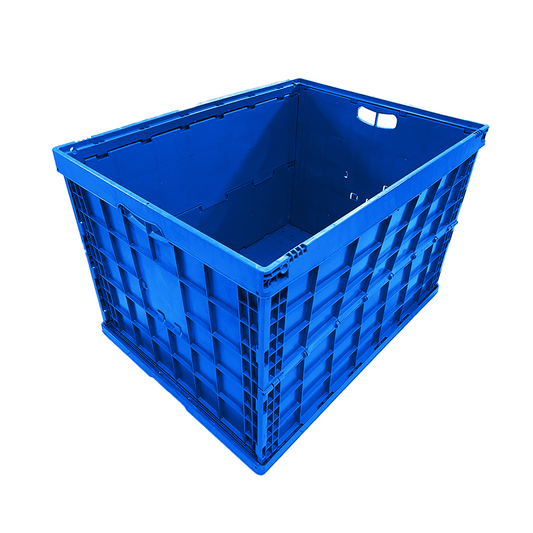 Heavy Duty Folding Storage Box 800×600×530mm – Extra Large Collapsible Closed Plastic Crate, Foldable Bulk Container, Warehouse Storage Bin, Collapsing Crate for Industrial Transport & Organization