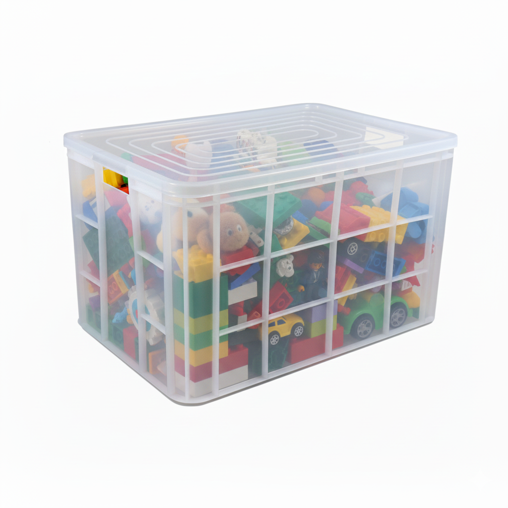 Clear Fish Crate Storage Crate Storage Box With Lid Organizer Bin Stackable Basket Heavy Duty Reinforced Walls Anti-Slip Grid Base UV Stabilized Fade-Resistant Easy Handling for Seafood Food Storage Transport – 600 x 400 x 350 mm 72 L