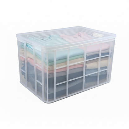 Clear Fish Crate Storage Crate Storage Box With Lid Organizer Bin Stackable Basket Heavy Duty Reinforced Walls Anti-Slip Grid Base UV Stabilized Fade-Resistant Easy Handling for Seafood Food Storage Transport – 600 x 400 x 350 mm 72 L