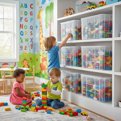 Clear Fish Crate Storage Crate Storage Box With Lid Organizer Bin Stackable Basket Heavy Duty Reinforced Walls Anti-Slip Grid Base UV Stabilized Fade-Resistant Easy Handling for Seafood Food Storage Transport – 600 x 400 x 350 mm 72 L