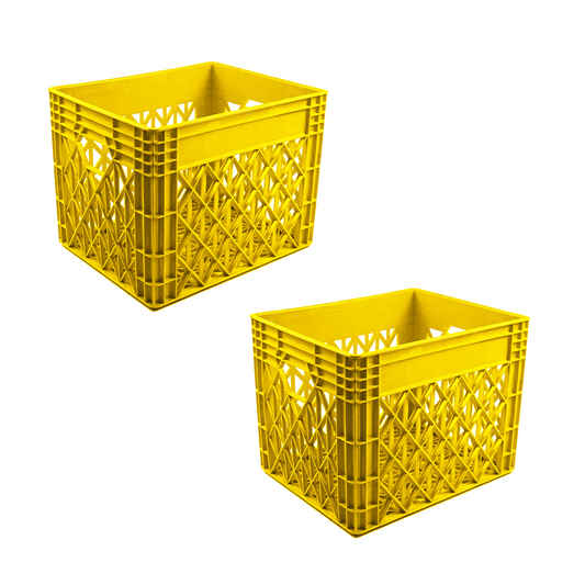 2 Pcs Milk Crate Storage Crate Storage Box Organizer Bin Stackable Basket Heavy Duty Reinforced Walls Anti-Slip Grid Base UV Stabilized Fade-Resistant Easy Handling for Dairy Food Storage Transport – 400 x 300 x 300 mm 36 L