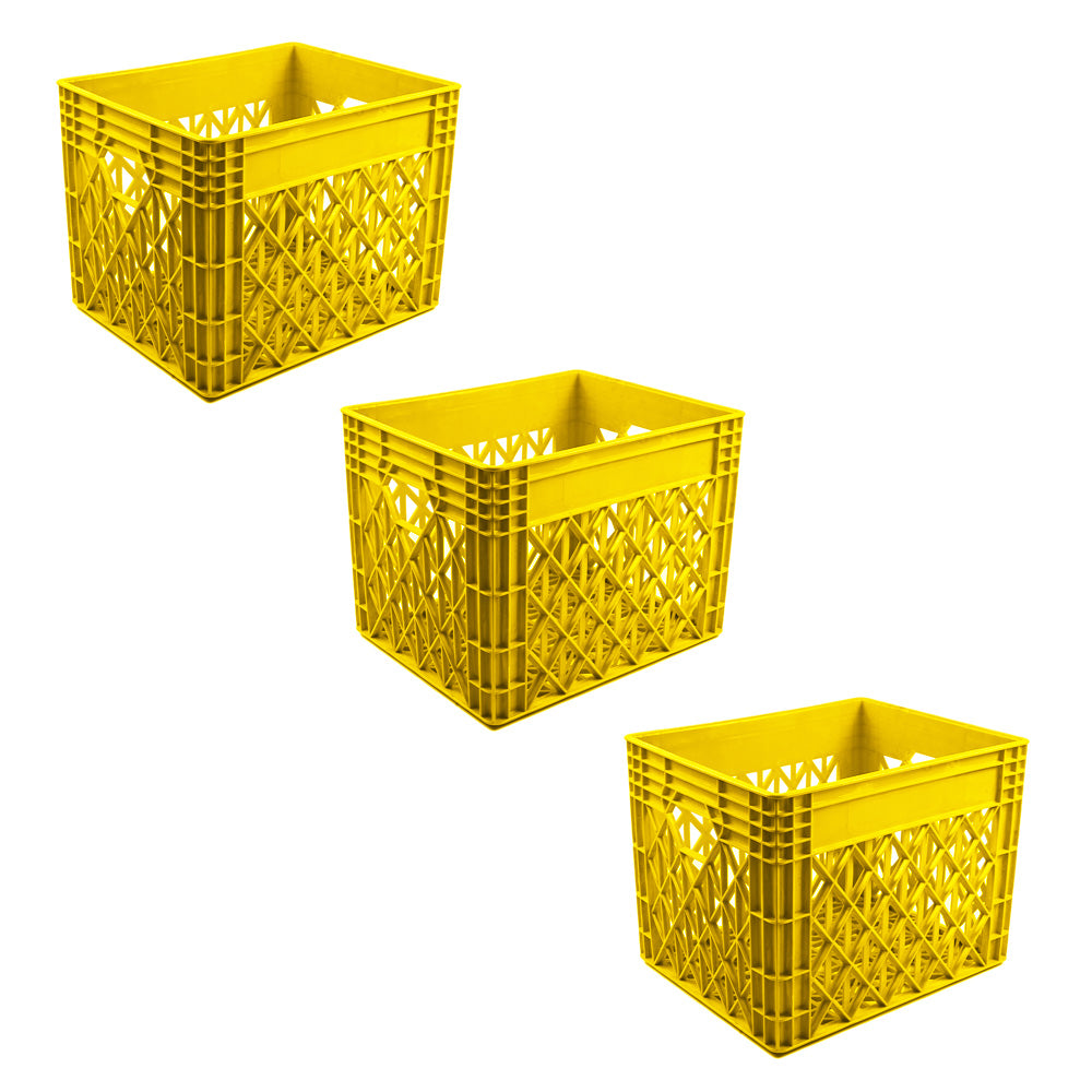 Milk Crate Storage Crate Storage Box Organizer Bin Stackable Basket Heavy Duty Reinforced Walls Anti-Slip Grid Base UV Stabilized Fade-Resistant Easy Handling for Dairy Food Storage Transport – 400 x 320 x 300 mm 36 L