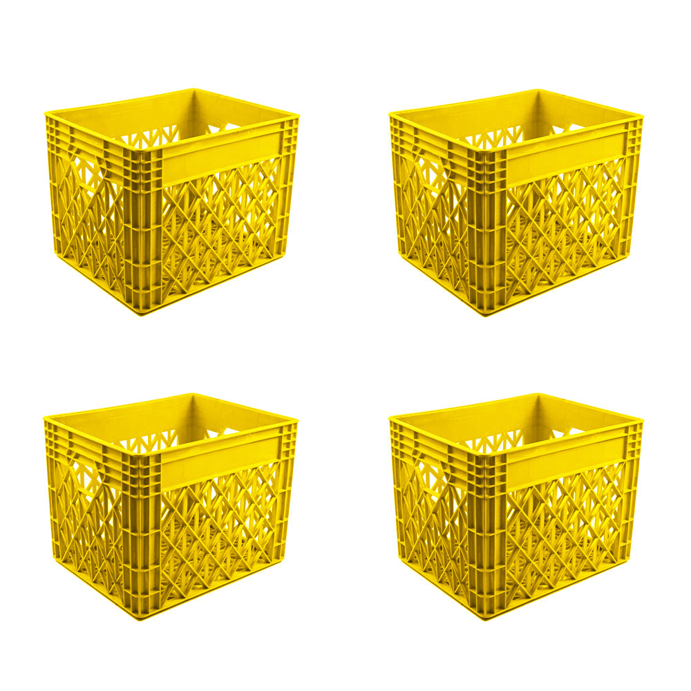 Milk Crate Storage Crate Storage Box Organizer Bin Stackable Basket Heavy Duty Reinforced Walls Anti-Slip Grid Base UV Stabilized Fade-Resistant Easy Handling for Dairy Food Storage Transport – 400 x 320 x 300 mm 36 L