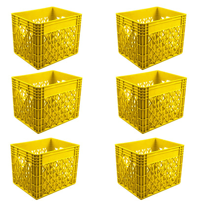 Milk Crate Storage Crate Storage Box Organizer Bin Stackable Basket Heavy Duty Reinforced Walls Anti-Slip Grid Base UV Stabilized Fade-Resistant Easy Handling for Dairy Food Storage Transport – 400 x 320 x 300 mm 36 L