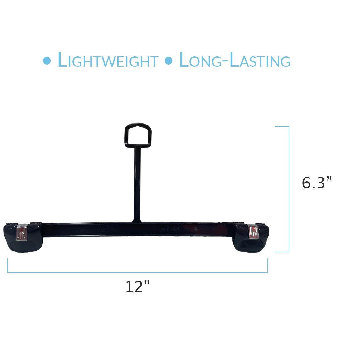 12 INCH PLASTIC BOTTOM HANGERS WITH LOOP & METAL CLIPS 500 PACK - NB 1102