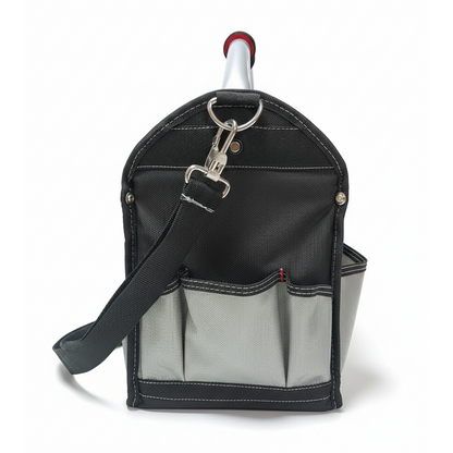 12 Inch Heavy Duty Tool Bag – Open Top Electrician Tool Bag with 13 Exterior Pockets, Steel Handle, Removable Shoulder Strap & Divider System